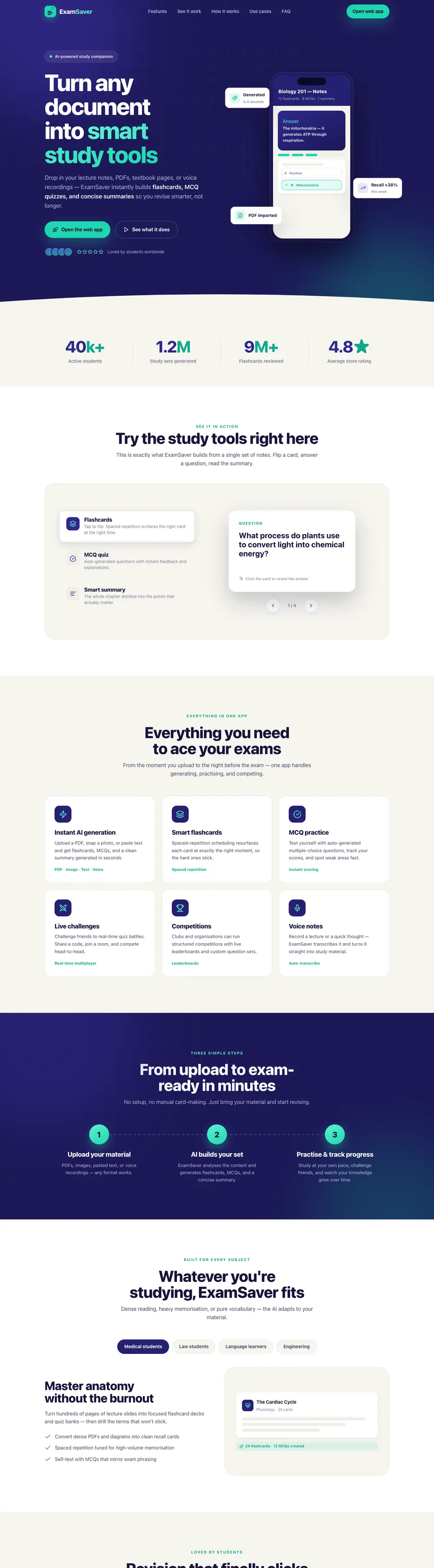 ExamSaver website preview