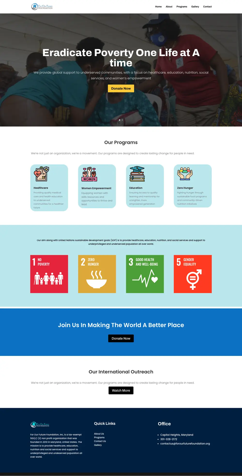 For Our Future Foundation website