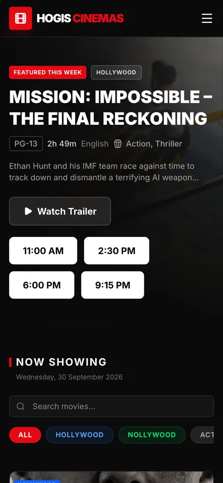 Hogis Cinemas on mobile
