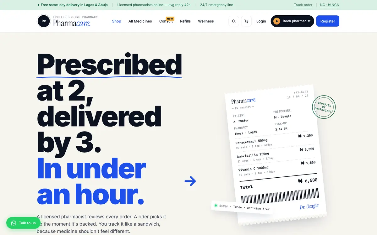 PharmaCare screen 1 of 3